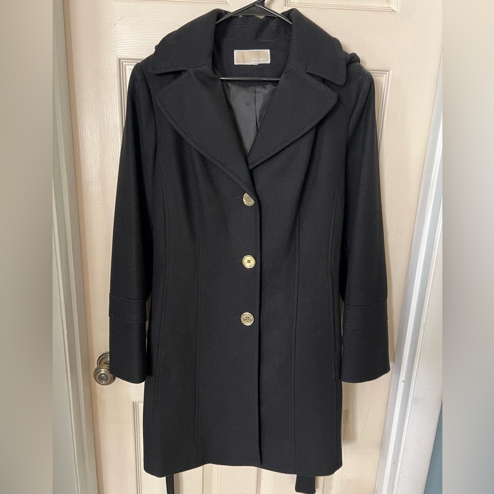 Michael Kors hooded peacoat with belt
